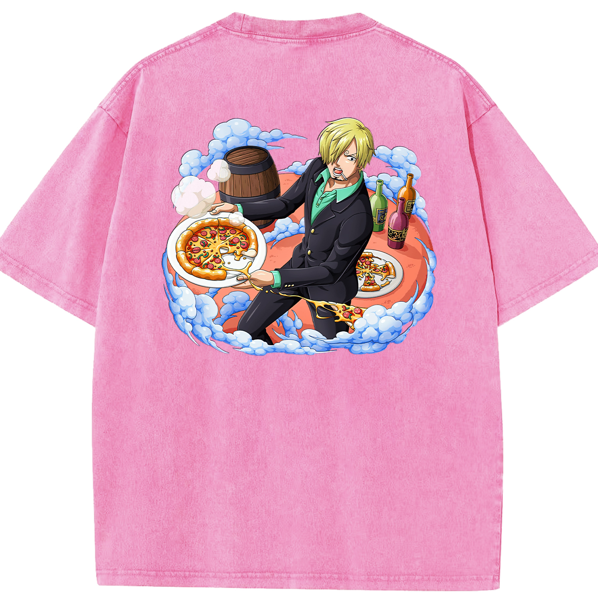 ワンピース サンジ ONE PIECE Sanji 綿100% ヴィンテージ風 半袖Tシャツ（背面プリント）